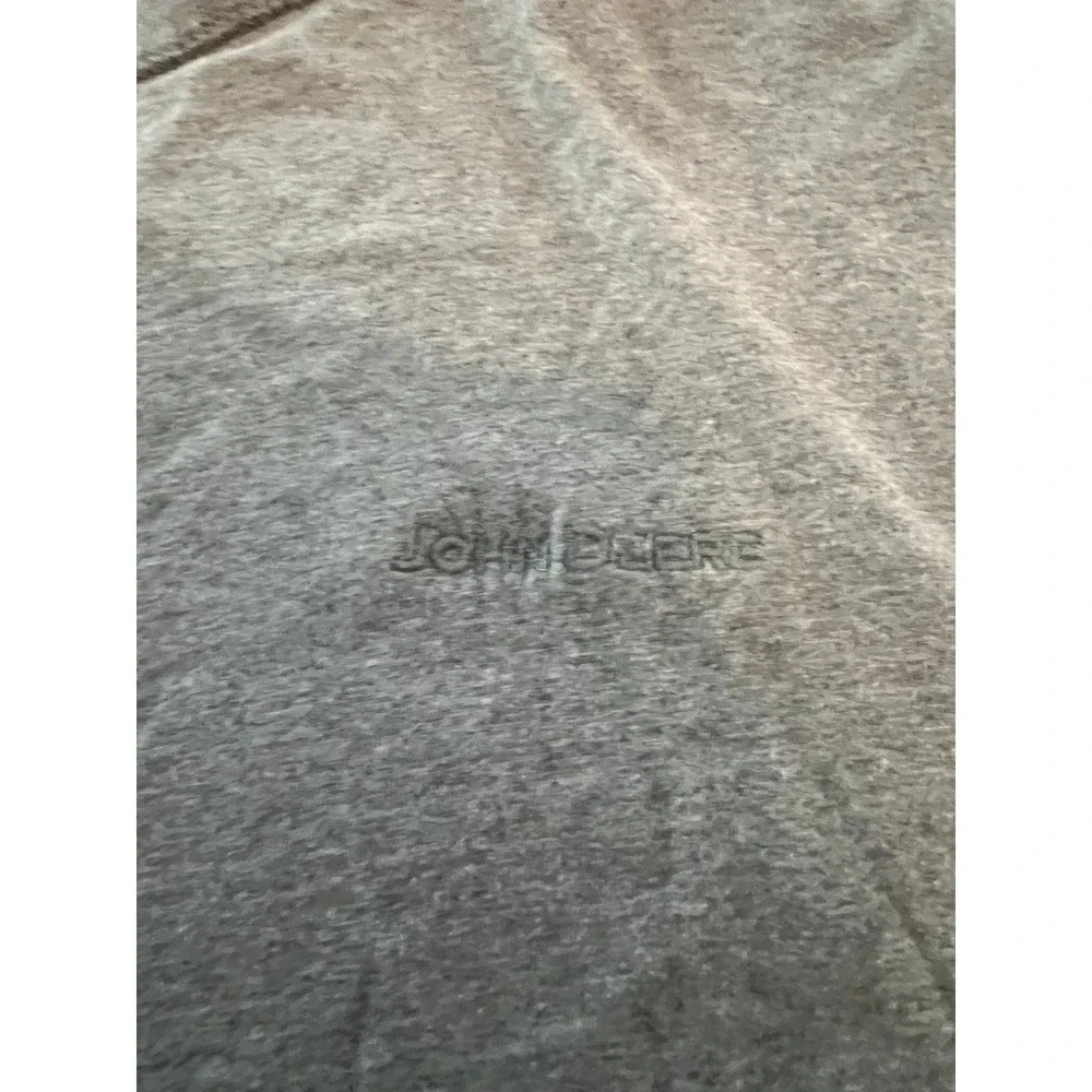 John Deere Mens XXL Gray Long Sleeve Henley Shirt Cotton Workwear Logo 4166